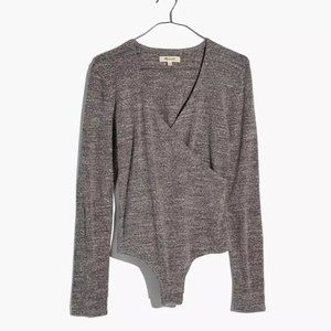 Madewell Gray Wrap Thong Bodysuit Medium NWT